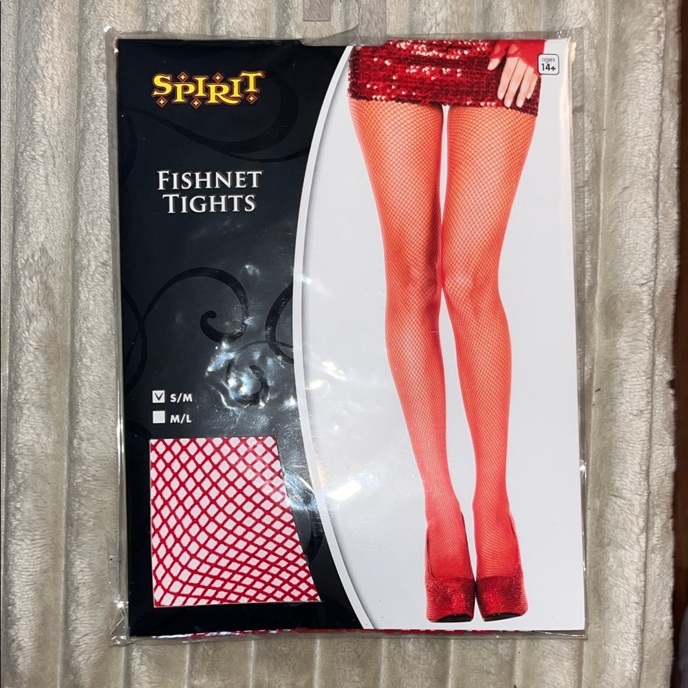 NWT Bold Red Fishnet Tights